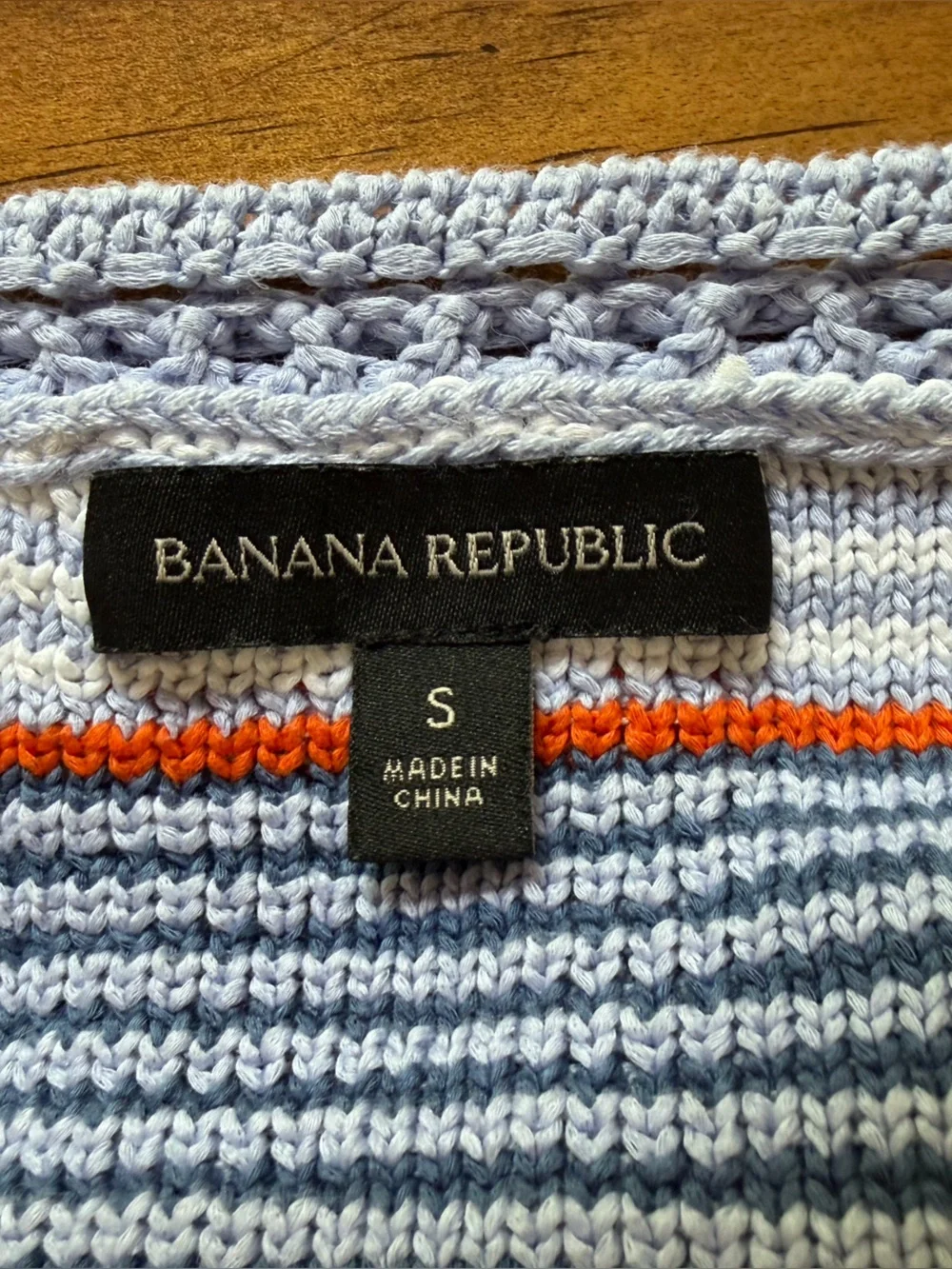 Banana Republic Plaid Crochet Sweater Tank Top Blue Orange Sleeveless Size S - Picture 4 of 5